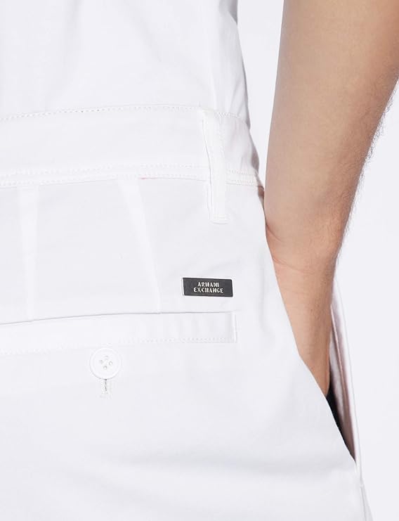 A | X ARMANI EXCHANGE Men's Basic Stretch Dobby Chino, White, 34S2
