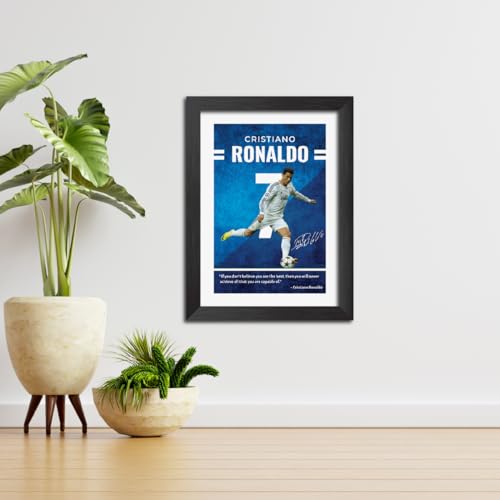 Image of TenorArts Cristiano Ronaldo Quotes Poster Frame Real Madrid Laminated Photo Framed Painting with Matt Finish Black Textures (12 inches x 9inches)
