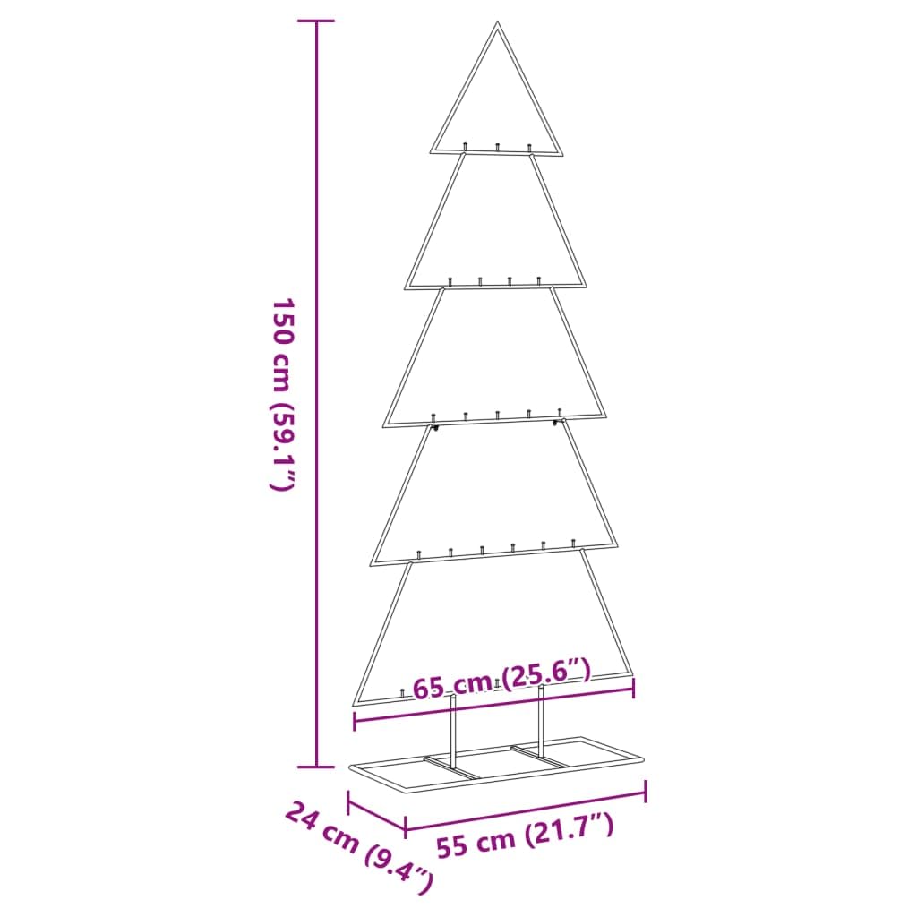 Arbre de Noël en métal Noir 150 cm avec 5 Couches et 25 Crochets pour décoration DIY Stable et Peu encombrant idéal pour guirlandes Lumineuses et Boules de Noël