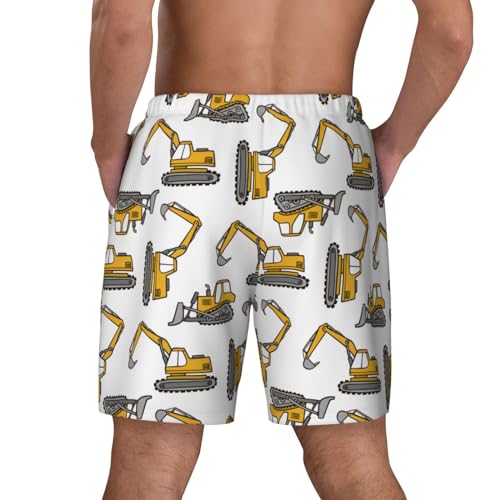Funny Excavator Funny Men's Swim Trunks Board Shorts Quick Dry-4