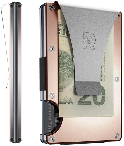 Image of The Ridge Men's RFID Blocking Slim Minimalist Wallet, Rose Gold, Mountain Ridge