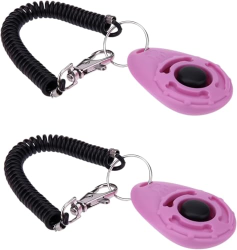 ZGLUZP 2Pcs Pink Dog Clicker for Training Easy to Use with Button Dog Training Accessories Strong and Long-Lasting, Training and Behavior Aids