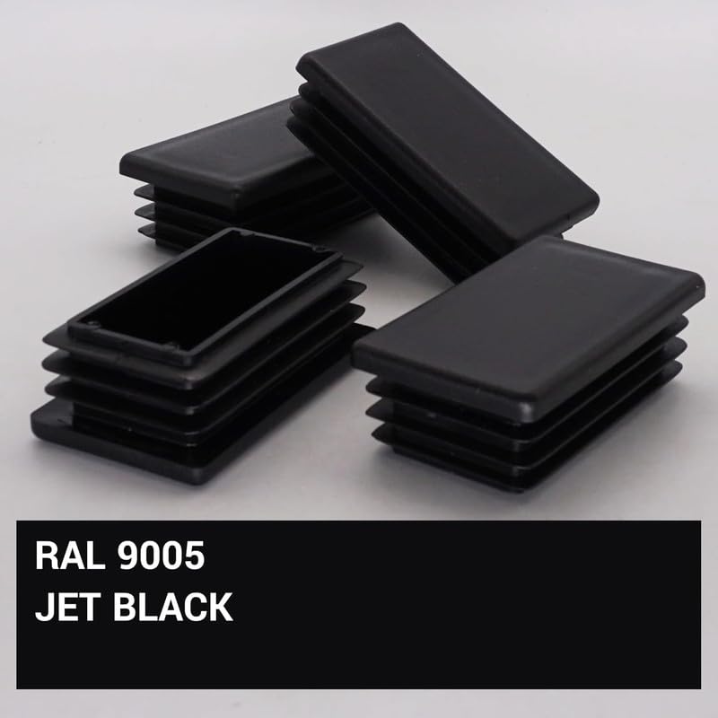 Image of (Pack of 10) Rectangular Plastic Plugs 1-9 /16 inch x 2-3 /4 inch (40 x 70 mm), Matt Tube Inserts, Fence Post Caps, Jet Black RAL 9005
