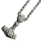 MAJORMENCH Collar Vikingo de Hombre Colgante Mjolnir de Acero Inoxidable, Cadena Robusta, Joyas Masculinas Nórdicas para Uso Diario y Fiestas