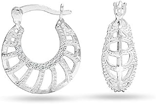 Amazon Brand HIKARO Small Sterling Silver Jewelry Filigree Hoop Earrings for Women Teen