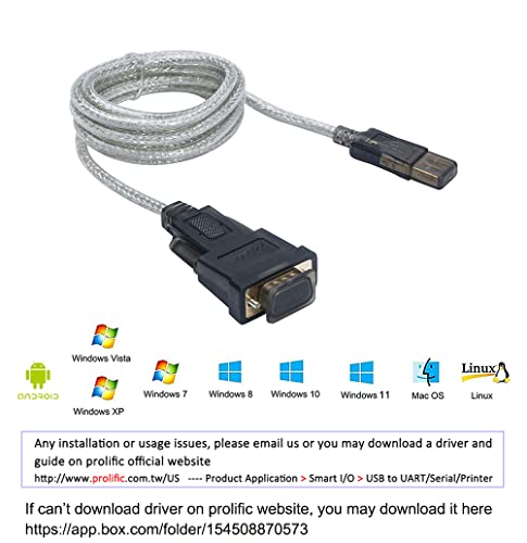 Dtech Serial Cable To Usb Adapter Db9 Male Rs232 Port Supports Windows 11 10 8 7 Mac (6 Feet, Pl2303) #TOP4
