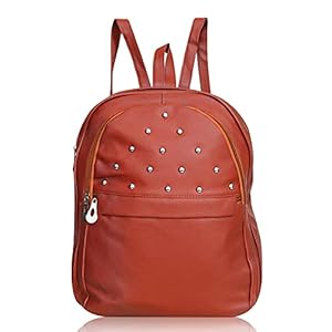FRIDOBURD Girls Stylish PU Leather Casual Bag pack for School College (Tan Colour)