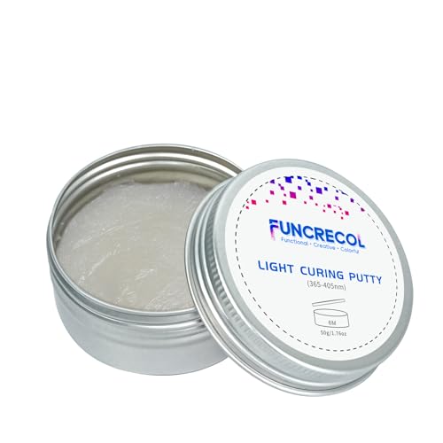 FUNCRECOL Multipurpose UV Light Curing Putty for Filler, UV Putty Model Filler, Heat Resistant Repair Putty, 3D Print Putty for Ceramic Repair Putty, Model Glue, Wood Filler Putty, Plastic Filler, 50g