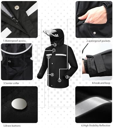 iCreek Rain Suit Waterproof Jacket and Pants Hi Vis Raincoat for Men and Women Reflective Outdoor for All-Sport Work