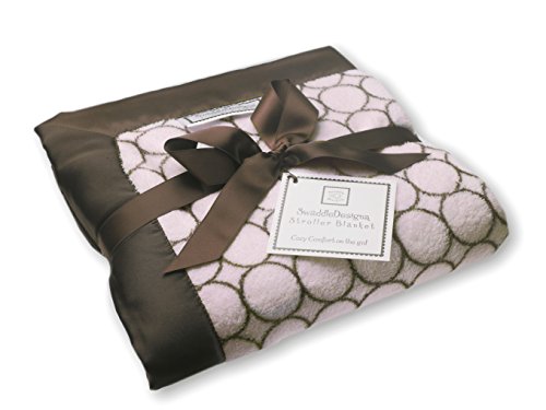 Swaddledesigns Cozy Stroller Blanket, Brown Mod Circles On Pastel Pink With Satin Trim #TOP1
