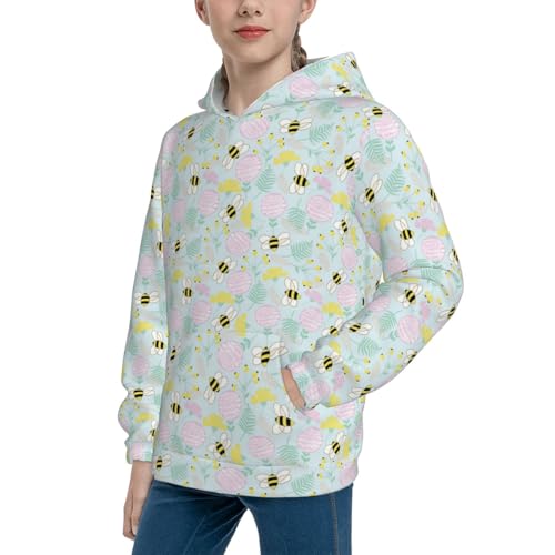 Tropical Flowers,Jungle Leaves Kid Hoodies Boys Sweatshirts Girls Pullover with Pocket2