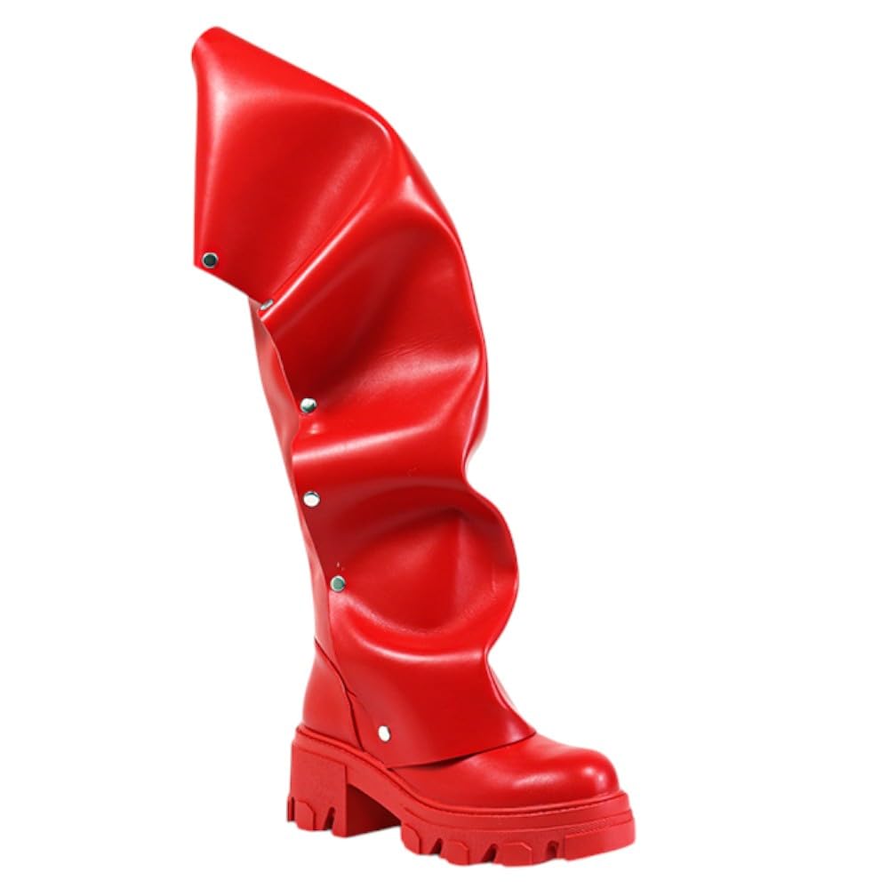 Liliana Womens Platform Boots Slouch Fold Over Knee High Boots Pull On Tall Boots With Full Zipper