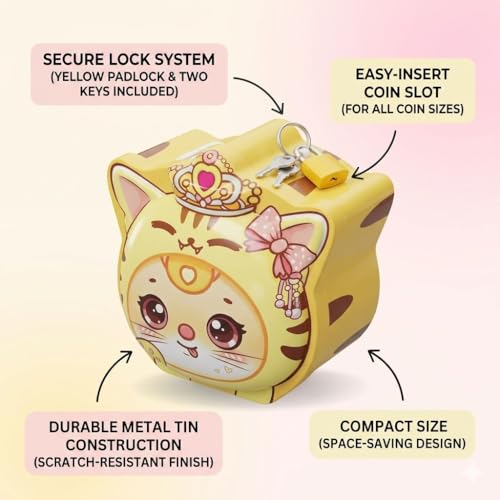 Image of Sajani Cute Cartoon Creative Portable Piggy Bank, Money Saving Box with Combination Lock, Mini Coin Bank Gifts for Boys and Girls, Best Return Gifts for Kids (Pack of 1) (Tiger - Yellow)