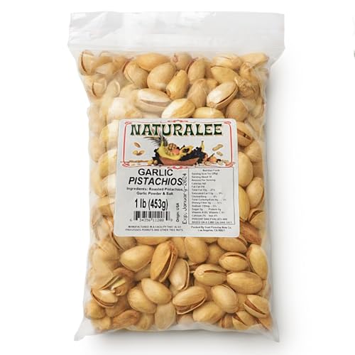 Naturalee Pistachios 1 lb - Garlic - Premium, High Protein - Savor the Flavor then Open