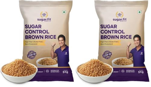 Image of Sugar.fit | Active Foods Sugar Control Low GI Brown Rice 5 Kg (Pack of 2), High Fiber & Gluten-Free, 100% Organic and Natural, Lab-Tested, Diabetes-Friendly Rice for Weight Management and Balanced Blood Sugar