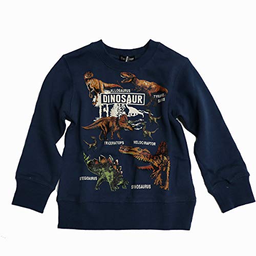 バーゲンセール 恐竜 裏毛トレーナー 怪獣 子供服 男の子 ボーイズ 100cm,110cm,120cm,130cm ザウルスシリーズ ダイナソートレーナー プレゼント 恐竜トレーナー (100cm, ネイビー)