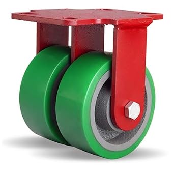 Hamilton Heavy Service Dual-Wheel Rigid Caster Part# R-HS2-5DB 5" x 2" Duralast Polyurethane 95A on Cast Iron Wheels with 1/2" Sealed Precision Ball Bearings - 1,800 lbs Capacity - USA Made