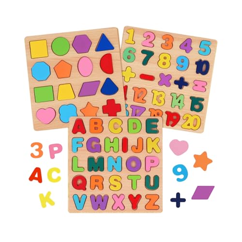 Image of Lyrovo Wooden Alphabet Number & Shape Puzzle Board for Kids | Educational Learning Toys for 2-5 Year Old Boys & Girls | Montessori Toddler Activity Toy for Early Learning & Brain Development