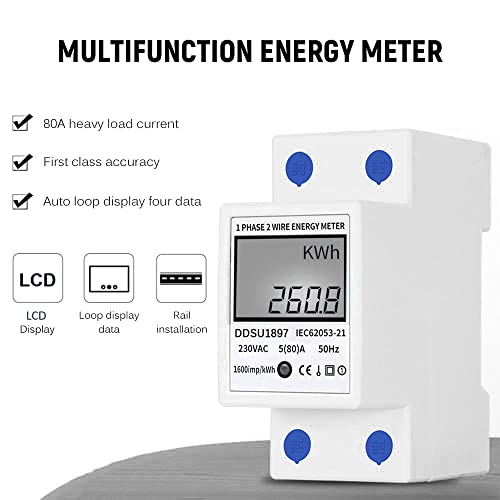 Tomshin Medidor de energia elétrica digital monofásico medidor de eletricidade em trilho din medidor