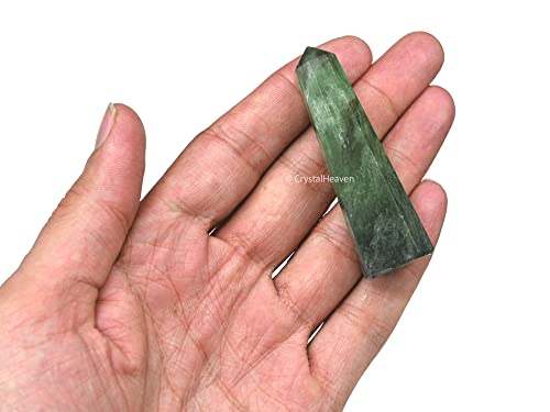 Image of Crystal Heaven Certified Green Fluorite Crystal Tower Obelisk Point for Chakra, Healing and Balancing - AAA Grade Original Certified Gemstone Agate for Reiki Meditation Yoga Spiritual (2-3 Inches)
