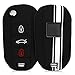 Produktbild kwmobile Autoschlüssel Hülle kompatibel mit Peugeot Citroen 3-Tasten Klapp Autoschlüssel - Silikon Schutzhülle Schlüsselhülle Cover Rallystreifen Sidelines Weiß Schwarz