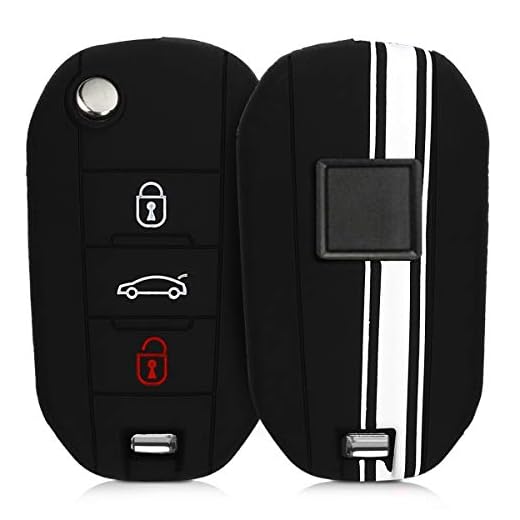 kwmobile Funda para Llave Plegable de 3 Botones para Coche Peugeot Citroen - Carcasa Protectora Suave de Silicona - Case de Mando de Auto con diseño de Rally