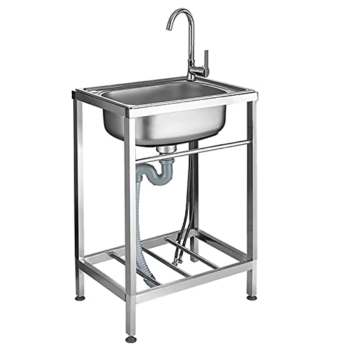 Cuve simple en acier inoxydable autoportante pour cuisine d'été et arrière-cour