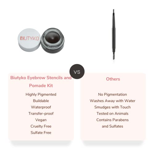 Eyebrow Stamp And Eyebrow Stencil Kit Waterproof Pomade Dark Brown Color With Clear Brow Setting Gel #TOP6