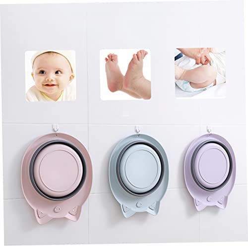 Image of Totority Portable Foldable Baby Wash Basin 15 Inch Cat Shape Collapsible Washbasin Cartoon Design Space-Saving for Travel Home Bathing