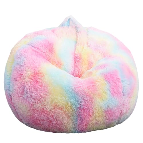 Rainbow Faux Fur Bean Bag Cover