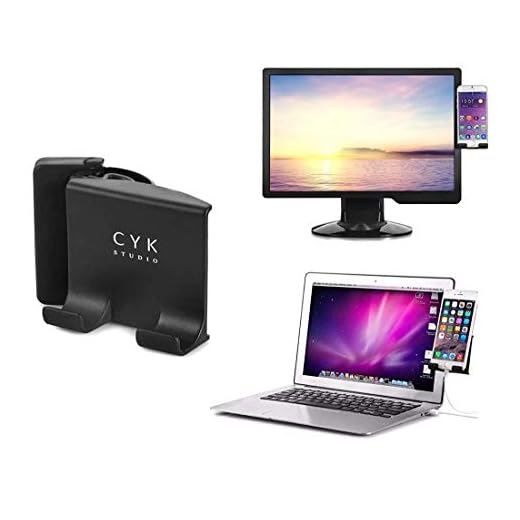 Mobile Phone Holder, That Clip on Monitor for Laptop or Desktop Within 25mm Thickness, Cell Phone Stand Smart Phone Dock Mobile mounts Phone Clip for Universal Computer Display, Cell Phone mounts