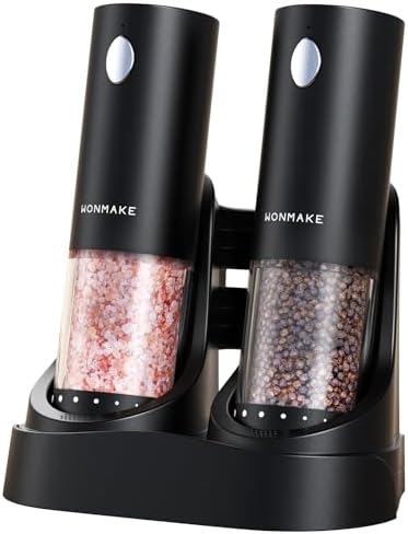 Electric Salt and Pepper Grinder Set - Automatic Refillable Salt ...