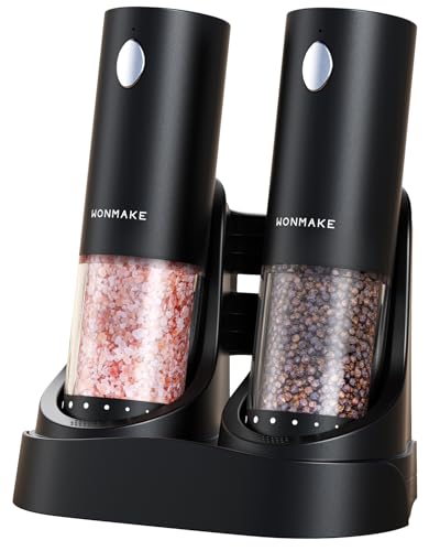 Comparison: Best Electric Pepper Mill 10 Electric Salt and Pepper Grinder Set - Automatic Refillable Salt and Pepper Grinders with Charging Base & LED Light, 6-Level Adjustable Coarseness with External Dial, Ideal Kitchen Gadget