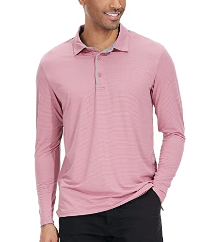 Mansdour Men's Lightweight Sports Athletic Polo Shirt Quick Dry Long Sleeve Golf Polo Shirts Outdoor Hiking Running T-Shirt Casual Fishing Gym Workout Tennis Collared Shirts #TOP1