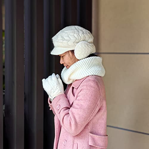 Winter Beanie Hat Touchscreen Gloves Long Scarf Set for Women and Men W-M-M64
