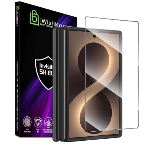Image of Military Grade compatible with SmartPhone Tempered Glass screen protector guard | Scratch Resistance | 9H Hardness | Edge-to-Edge Protection | Easy Installation Kit | 0 Inch (Fold 8)