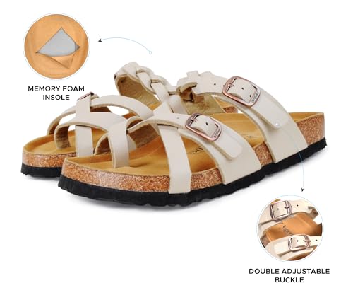 Image of AEROTHOTIC Recovery Slides for Women Cork Footbed Adjustable Straps Sandals