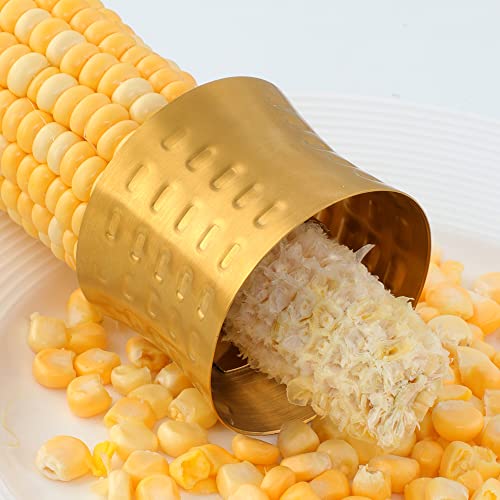 MINGYU Professional Kitchen Accessories 4pcs - Gold Box Grater 4 Sides, Garlic Press Stainless Steel, Potato & Apple Peeler, Stainless Steel Corn Peeler, Best For Vegetables & Fruits by Venanoci - Image 5