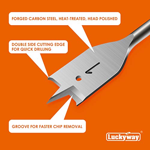 Luckyway 13-Piece 1/4 Inch To 1-1/2 Inch Spade Drill Bits Set For Wood, Plastic, Aluminum Hole Cutting #TOP2