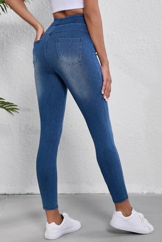 Stylish and Practical Dark Blue Jeggings with Ankle Length and Mid Waist - Perfect for Daily Wear2