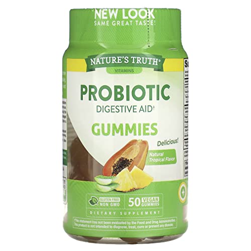 Probiotic Gummies | 50 Count | Vegan, Non-GMO & Gluten Free Digestive Health Supplement | by Natures Truth