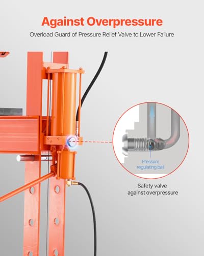 VEVOR hydraulische Werkstattpresse 20 t (H-Rahmen) mit Pressplatte, einstellbare Hydraulikpresse (Max. Zylinder 185 mm) mit Dreieckstütze, geeignet zum Biegen & Richten & Stanzen Orange