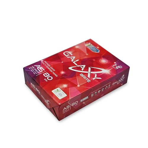 Galaxy Brite Premium Printer Copy Paper Size A5(148x210mm) GSM 80 500 Pages Ream