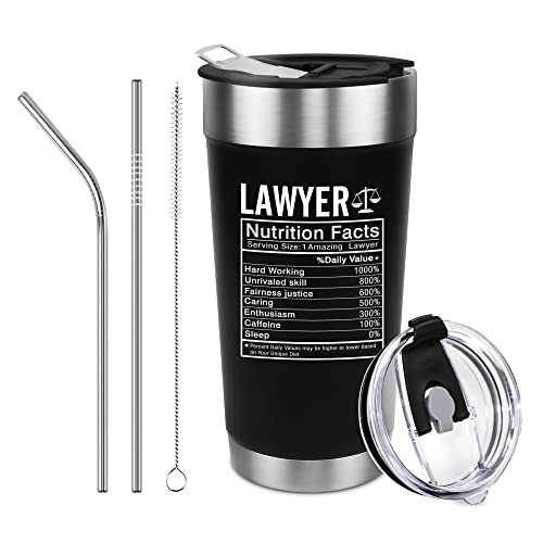 Lawyer Gifts - Lawyer Nutrition Facts Travel Tumbler Inspirational And Motivational Appreciation Gifts For Lawyer, Attorney, Paralegal Law Students Graduation - 20 Ounce Engraved Insulated Tumbler #TOP27