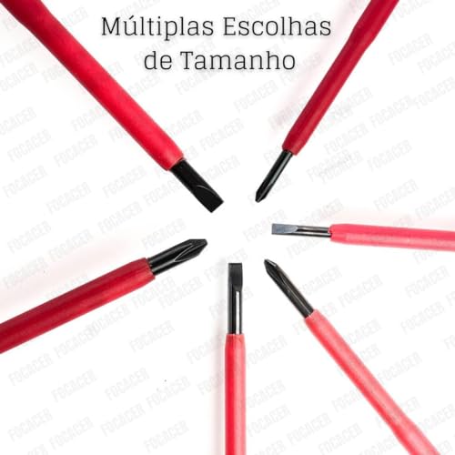 Kit Chaves Fenda 6 Peças Jogo Chaves Isoladas Philips e Chave De Fenda Estrela com Cabo Emborrachado