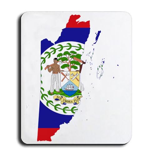 Tapis de souris motif drapeau du Belize - 2 pièces - 240 x 200 x 4 mm - Couleur : drapeau du Belize