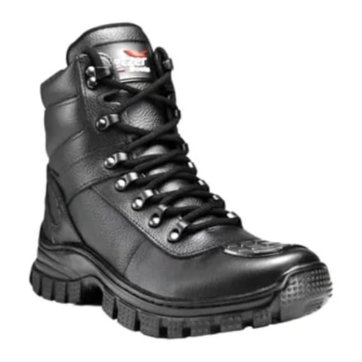 Bota Coturno Couro Militar Motociclista Pedaleira Adventure (Preta, BR, Adulto, Numérico, 39)