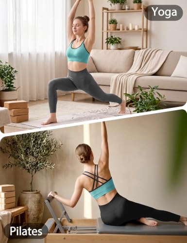 Image of VEQKING Strappy Cross Back Sports Bra for Women Removable Padded Yoga Bras