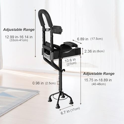 Black Aluminum Hands Free Adjustable Height Knee Walker Crutches for Adults - 330 lb Weight Capacity
| Stable Four-Legg