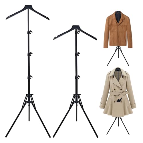 2 Pack Adjustable Shirt Display Stand 32-63 Inch, Foldable Metal Mannequin Torso Rack w Sturdy Tripod Base for Dress, Garment,Jacket Coat Portable Display for Retail Store,Vendors,Trade Shows,Home